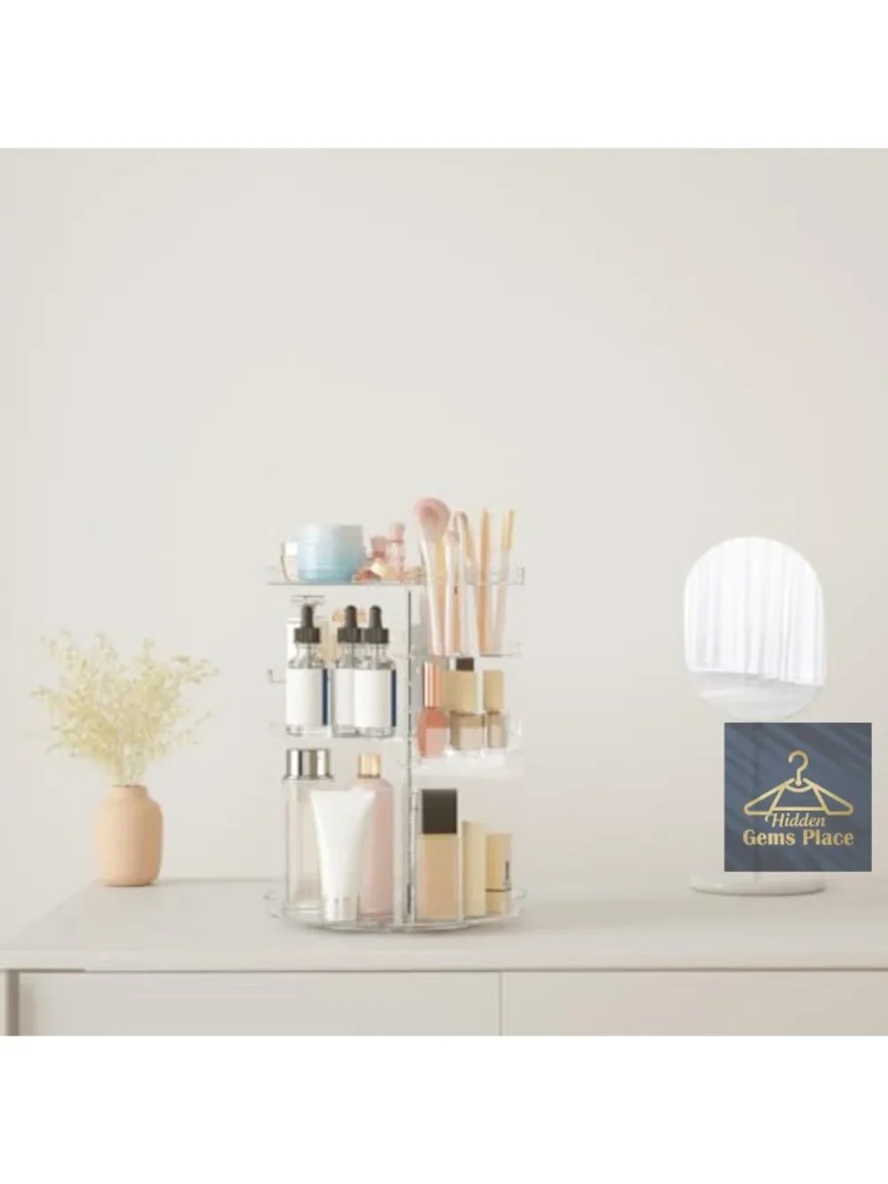 Rotating Makeup Organizer, 8 Adjustable Layers Spinning Cosmetic Storage with